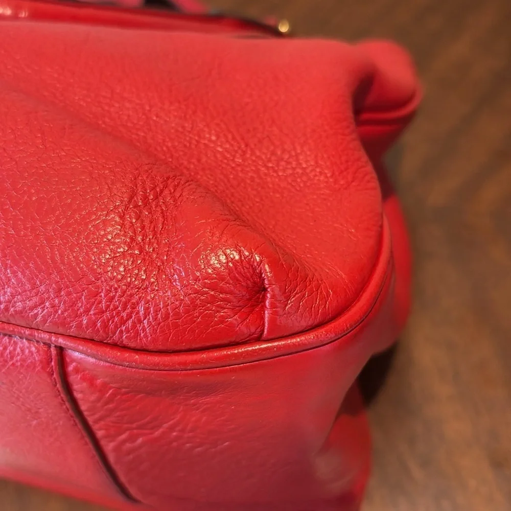 Marc Jacobs  satchel  shoulder /Crossbody bag  leather holiday red 3 compartment - Picture 13 of 17